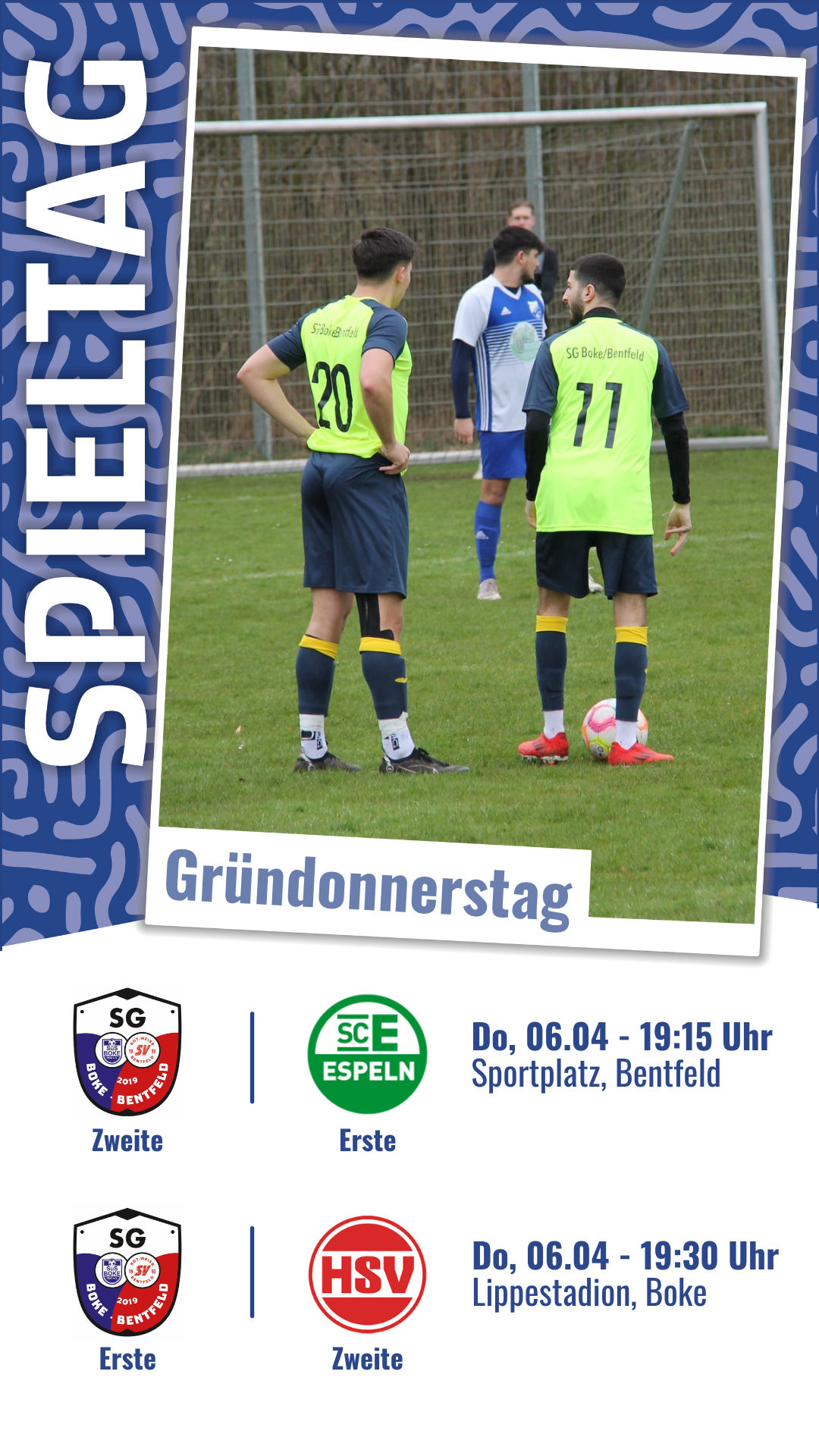SG Boke/Bentfeld empfängt Gründonnerstag den Hövelhofer SV II