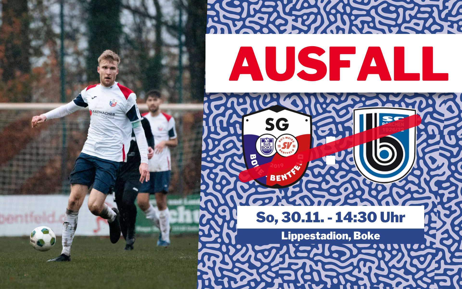 Spielabsage - SG Boke/Bentfeld vs. SC Borchen wird verlegt
